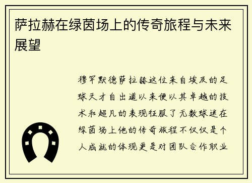 萨拉赫在绿茵场上的传奇旅程与未来展望